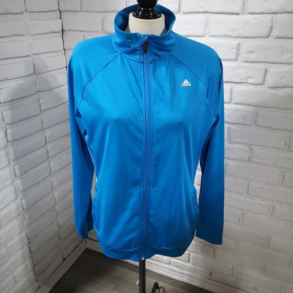 Adidas Ladies Size Large Climalite Turquoise Full Zip Athletic Jacket